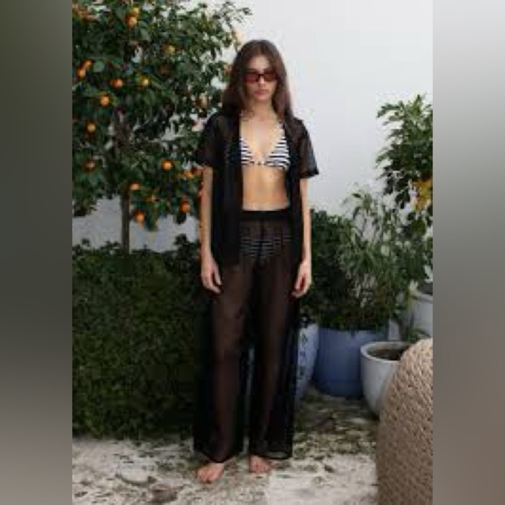 SOLID & STRIPED Black Swim Coverup Set